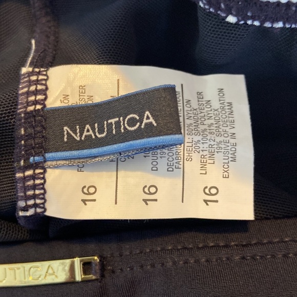 Nautica Black and White One Piece Halter Style Swimsuit Size 16 - Picture 7 of 8